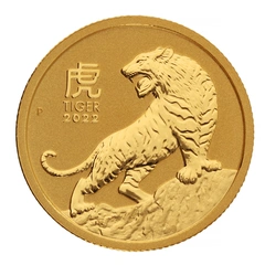 Moneda Perth Mint Calendario Lunar de Oro de 1/10 oz Año del Tigre 2022