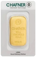 Lingote de Oro de 100 g C. Hafner Fundido