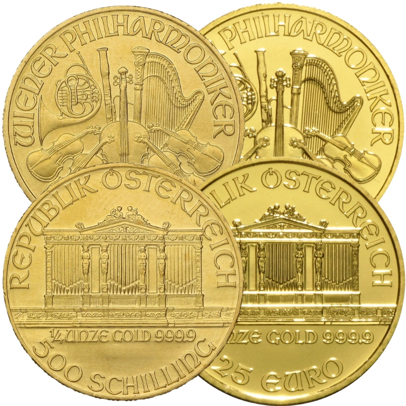 Moneda Filarmónica Viena de Oro de 1/4 oz (de Nuestra Elección)