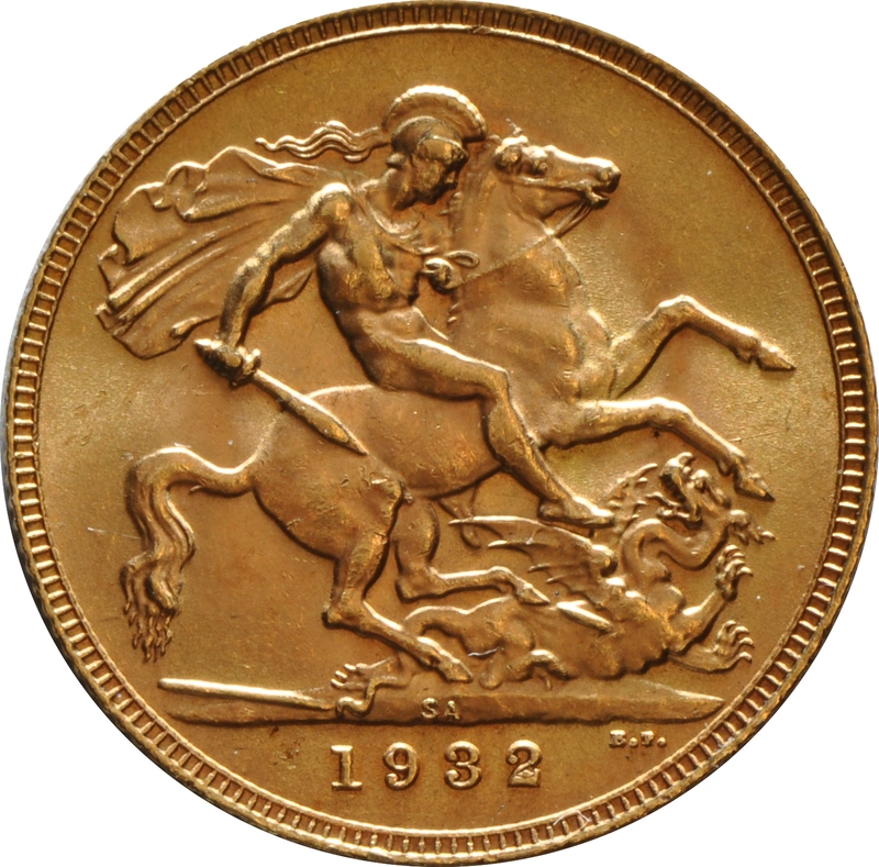 Moneda Soberano de Oro Jorge V 1932 (SA)