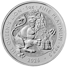 2026 León de la Reina - Bestias Tudor 1 onza Moneda de Platino