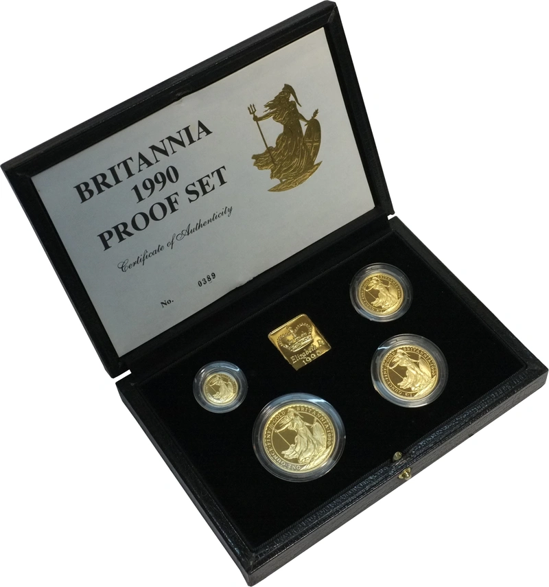 Juego de 4 Britannias Proof 1990 (en Caja Original)