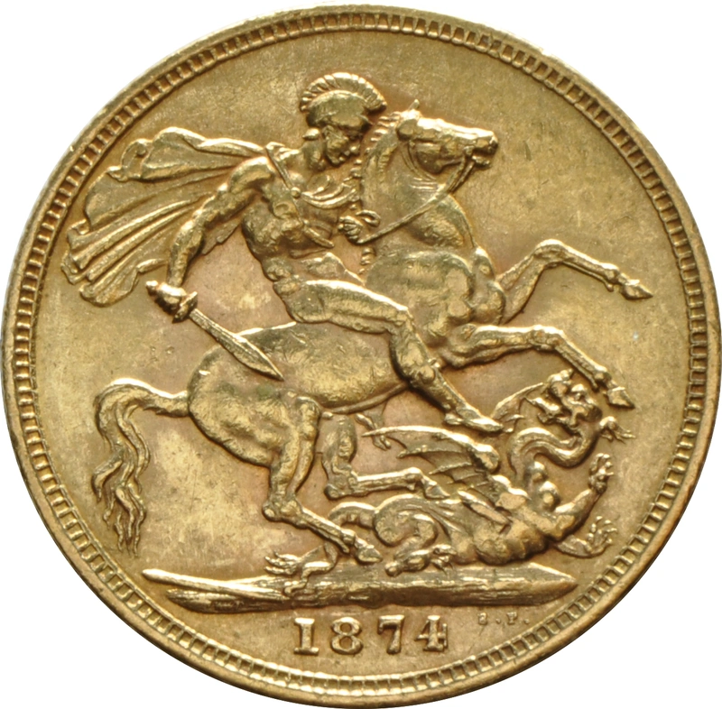 Moneda Soberano de Oro 1874 Victoria Joven (L)