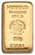 Lingote de Oro de 250 g Heraeus Fundido