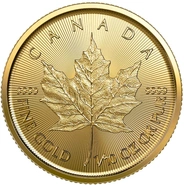 Maple Leaf Canadiense de 1/10 oz de Oro 2022