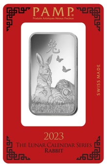 Lingote de Plata de 1oz PAMP 2023 Año del Conejo