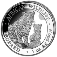 Moneda Leopardo Somalí Salvaje Africano de Plata de 1 oz 2024