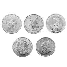 Juego de monedas de Plata de 1 oz 2024: Britannia, Krugerrand, Filarmónica, Águila, Maple Leaf