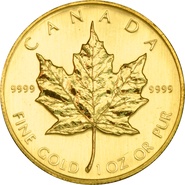 Hoja de Arce Canadiense de 1oz de Oro 1986