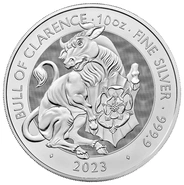 Moneda Bestias Tudor Toro Negro de Clarence de Plata de 10 oz 2023