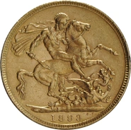 Moneda Soberano de Oro 1893 Victoria Velada (L)