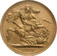 Moneda Soberano de Oro 1978 Isabel II Retrato Decimal