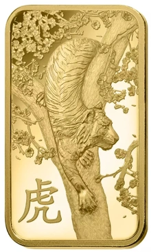 Lingote de Oro de 1 oz PAMP 2022 Año del Tigre