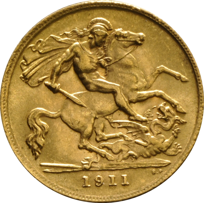 Moneda Medio Soberano de Oro Jorge V 1911 Londres