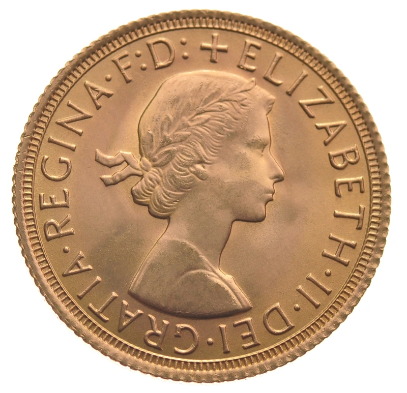 Moneda Soberano de Oro Isabel II Primer Retrato