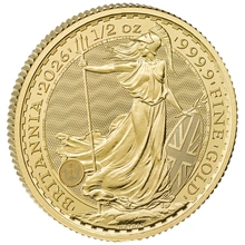 Moneda Britannia de Oro de 1/2 onza 2026