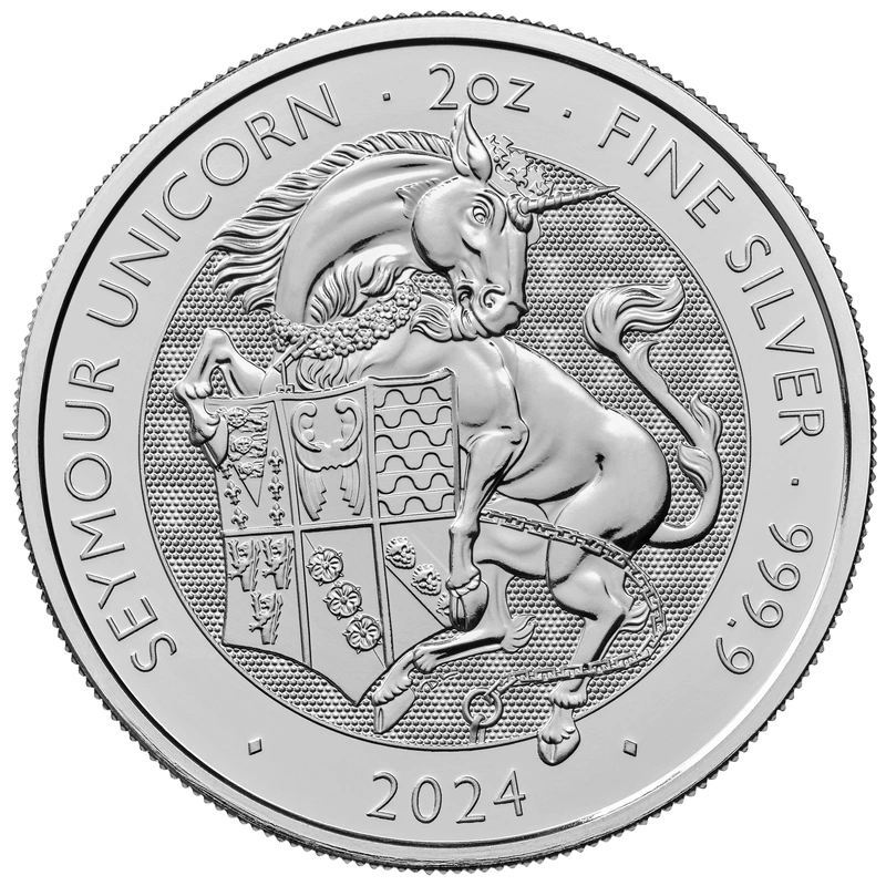 Moneda Bestias Tudor de Plata de 2 oz Unicornio de Seymour 2024