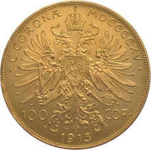 Moneda 100 Coronas Austriacas de Oro
