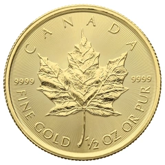 Maple Leaf Canadiense de 1/2 oz de Oro 2019