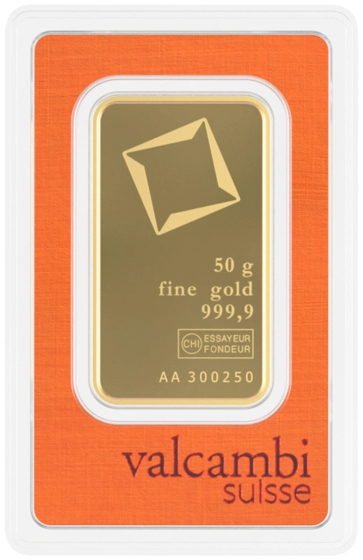Valcambi 50 Gram Gold Bar