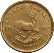 Moneda Krugerrand de 1/10 oz de Oro 1982