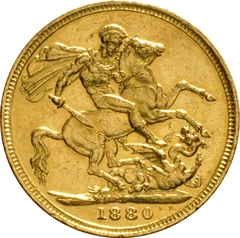 Moneda Soberano de Oro 1880 Victoria Joven (M)