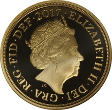 Moneda Soberano de Oro Proof 2017 Isabel II Quinto Retrato en Caja Original