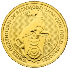 Moneda Bestias de la Reina El Galgo Blanco de Richmond de Oro de 1/4 oz 2021