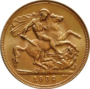 Moneda Soberano de Oro Jorge V 1932 (SA)