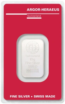 Lingote de Plata de 10 g Argor-Heraeus