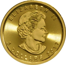 Maple Leaf Canadiense de 1/10 oz de Oro 2017