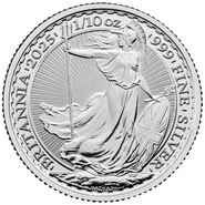 Moneda Britannia de Plata de Décimo de Onza 2025