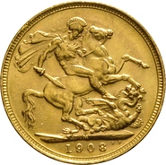 Moneda Soberano de Oro 1908 Eduardo VII (M)
