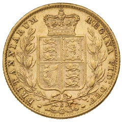 Moneda Soberano de Oro 1878 Victoria Joven con Reverso Escudado (S)