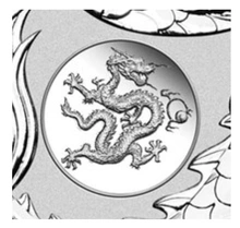 Moneda de Plata de 1 Onza del Año del Dragón 2024 con Marca de Ceca