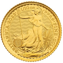 Moneda Britannia de Oro de 1/10 oz 2023 Isabel II