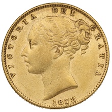 Soberano de Oro 1878 - Victoria Joven con Reverso Escudado (S)