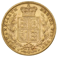 Moneda Soberano de Oro 1878 Victoria Joven con Reverso Escudado (S)
