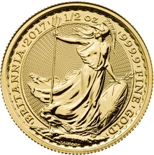 Moneda Britannia de Oro de 1/2 oz 2017