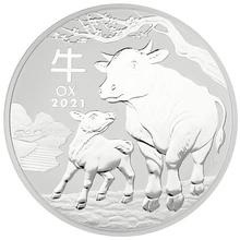 Moneda Perth Mint Calendario Lunar de Plata de 1 kg 2021 Año del Buey