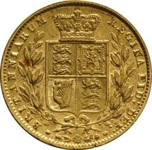 Moneda Soberano de Oro 1859 Victoria Joven con Reverso Escudado (L)