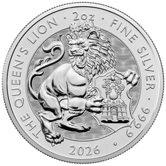 2026 León de la Reina - Bestias Tudor Moneda de plata de 2oz