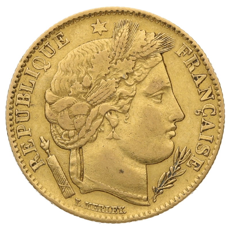 Moneda 10 Francos Franceses de Oro Ceres