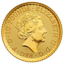 Moneda Britannia de Oro de 1/10 oz 2023 Isabel II