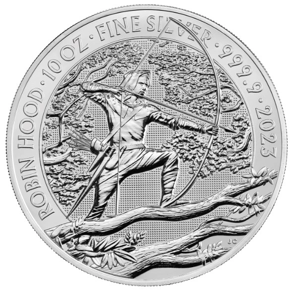 Moneda Mitos y Leyendas Robin Hood de Plata de 10 oz 2023