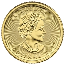 Maple Leaf Canadiense de 1/10 oz de Oro 2019