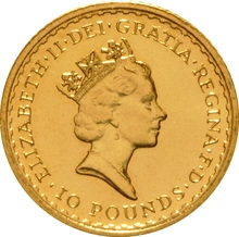 Moneda Britannia de Oro de 1/10 oz 1987