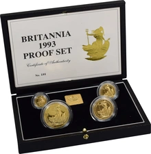 Juego de 4 Britannias Proof 1993 (en Caja Original)