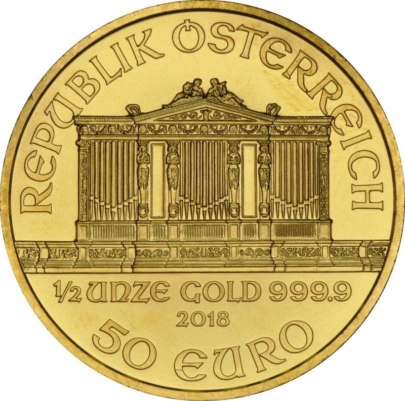 Moneda Filarmónica Viena de Oro de 1/2 oz 2018