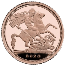 Moneda Quarto de Soberano Proof Coronación Carlos III 2023